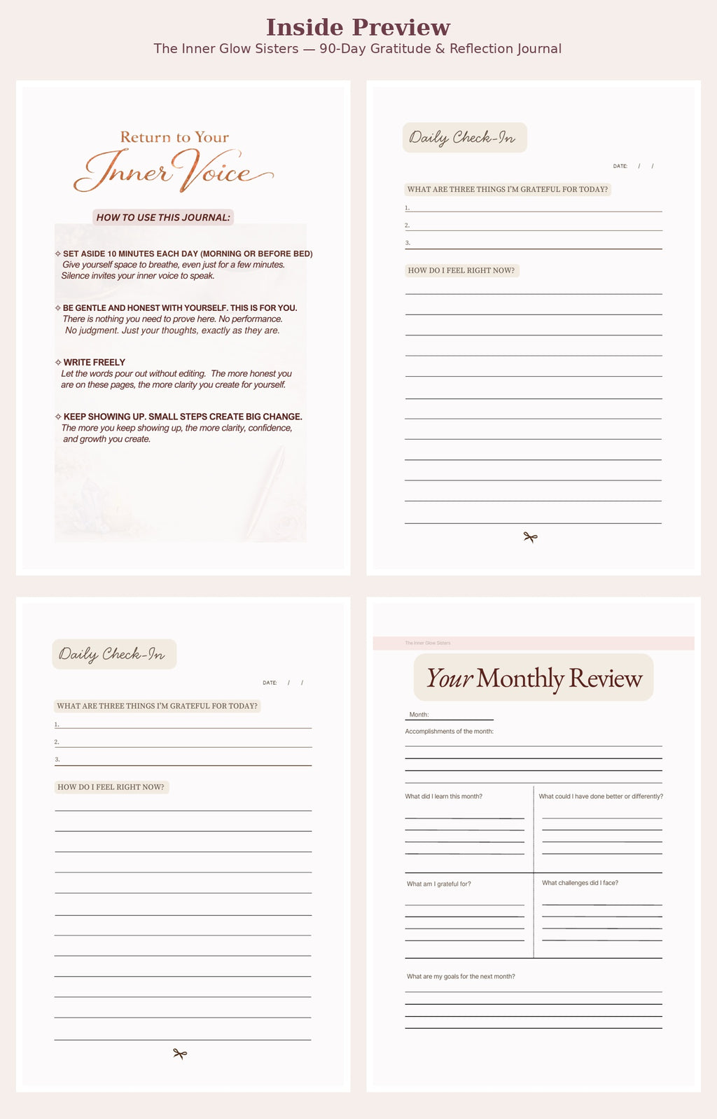 The Inner Glow Sisters printable digital journal, photo 2