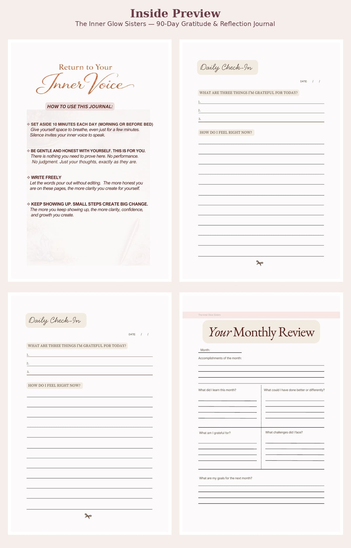 The Inner Glow Sisters printable digital journal, photo 2